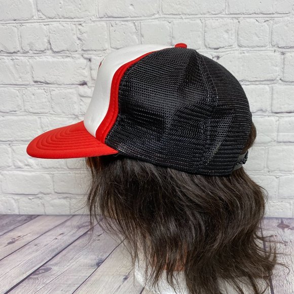 Vintage Trucker Hat Mesh Cap Snapback White Red Black Alberta Summer Games 1985 - Picture 2 of 9